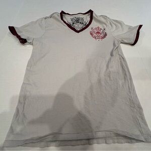 Express Men's XS V-Neck Tee with Maroon Trim